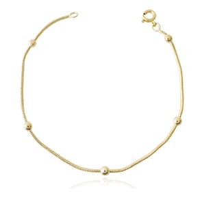 Pulseira Rabo De Rato e Bolinhas Banhada a Ouro