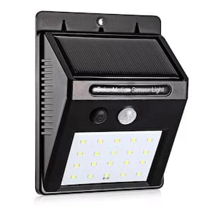 Kit 2 Luminárias Solar 30 Leds Sensor Movimento Luz Preto