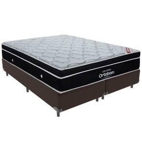 Cama Box Marrom E Colchão Elegant Molas Ensacadas King Ortobom
