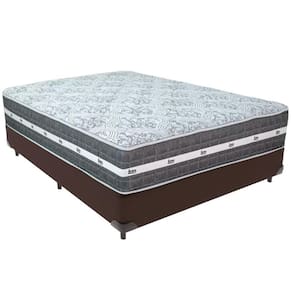 Cama Box Marrom E Colchão Black Graphite Molas Ensacadas Casal Anjos