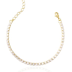 Pulseira Riviera Zircônias Cristais 3mm Banhada a Ouro