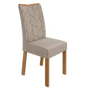 Par De Cadeiras Lopas Rayla - Tecido Linho Rinzai Bege Amendoa Clean - 3640