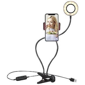 Kit Ring Light Led Com Suporte De Celular Mesa Live Makeup