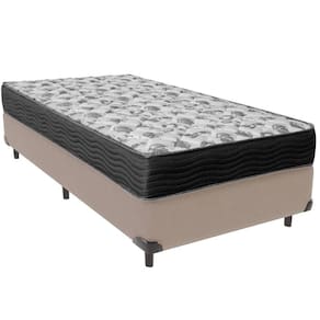 Cama Box Bege E Colchão Iso100 Espuma D33 Solteiro Ortobom