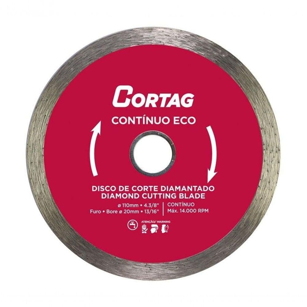 Disco De Corte Diamantado Contínuo Eco 110mm - Cortag