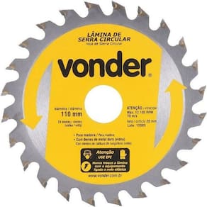 Disco De Serra Circular 110 X 20mm Para Madeira 24 Dentes - Vonder