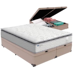 Cama Box Baú Bege E Colchão Amsterdã Molas Ensacadas Queen Probel