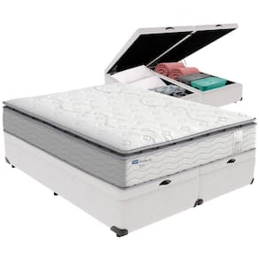 Cama Box Baú E Colchão Amsterdã Molas Ensacadas Queen Probel Queen Branco