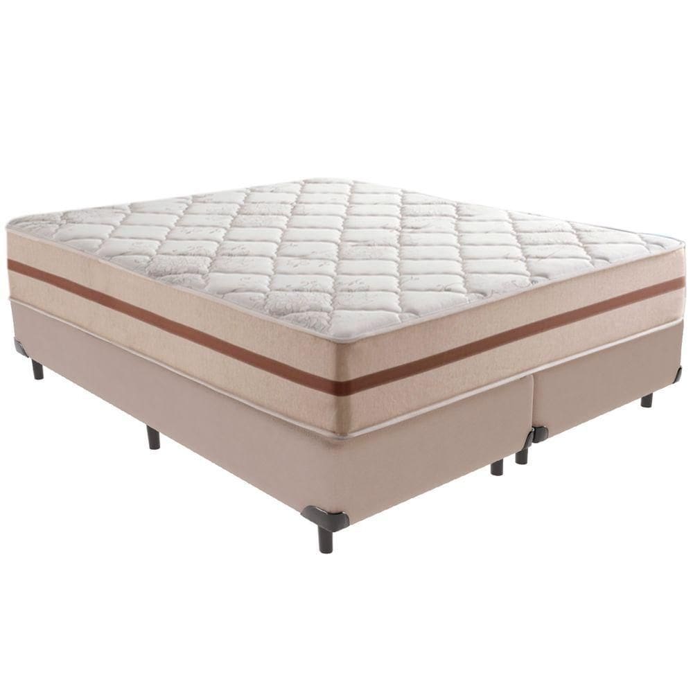 Cama Box Bege E Colchão Classic 26 Cm Molas Ensacadas Queen Anjos