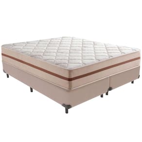 Cama Box Bege E Colchão Classic 22 Cm Molas Ensacadas Queen Anjos