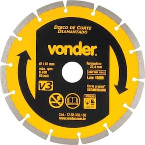 Disco De Corte V3 180 X 25,4mm Para Construção - Vonder
