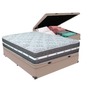 Cama Box Baú E Colchão Black Graphite Molas Ensacadas Casal 138x188x27 Anjos Casal Bege
