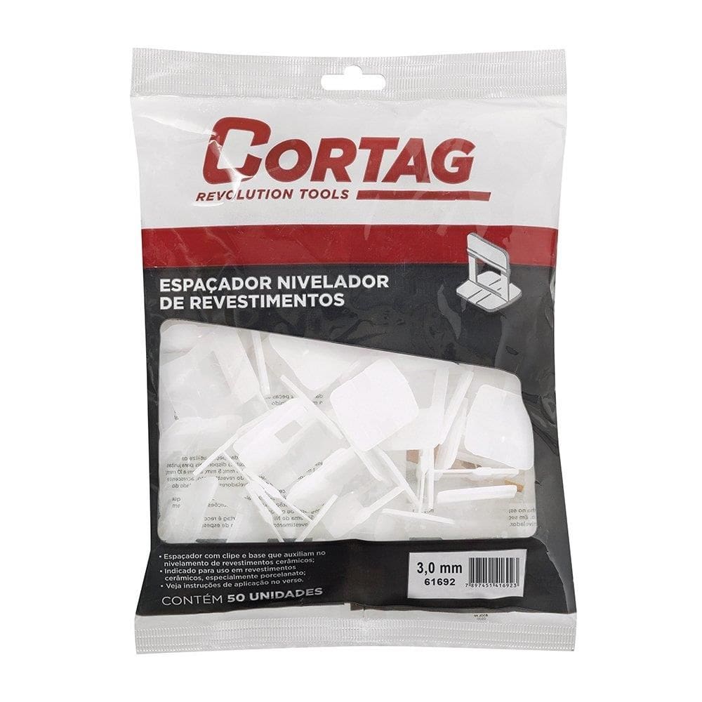Espaçador Nivelador Tradicional Cortag 3mm - Embalagem com 50 Unidades