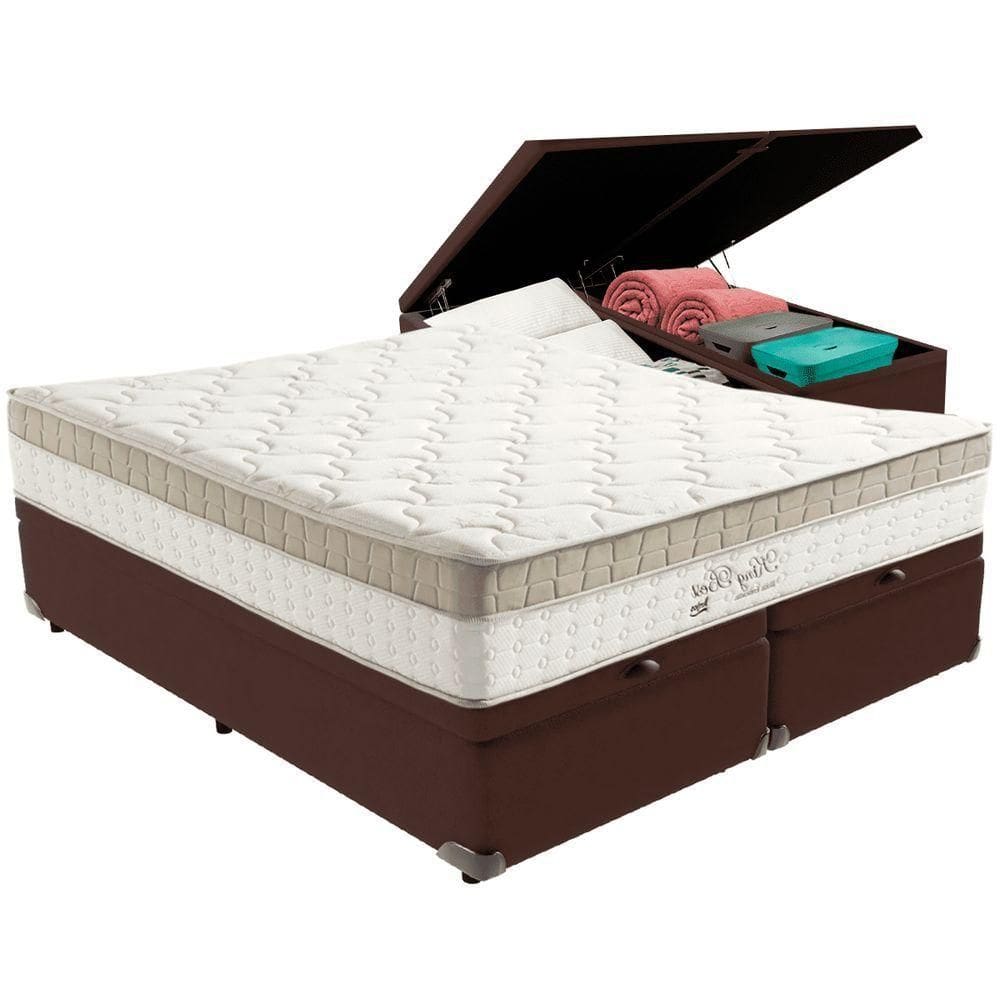 Cama Box Baú Marrom E Colchão King Best Molas Ensacadas King 193x203x33 Anjos