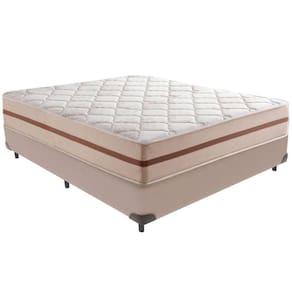 Cama Box Bege E Colchão Classic 26 Cm Molas Ensacadas Casal Anjos