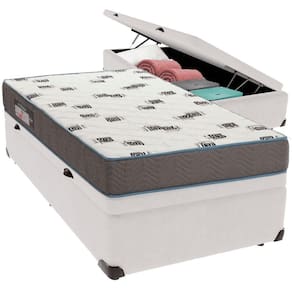 Cama Box Baú Branco E Colchão Light Espuma D33 Solteiro Ortobom