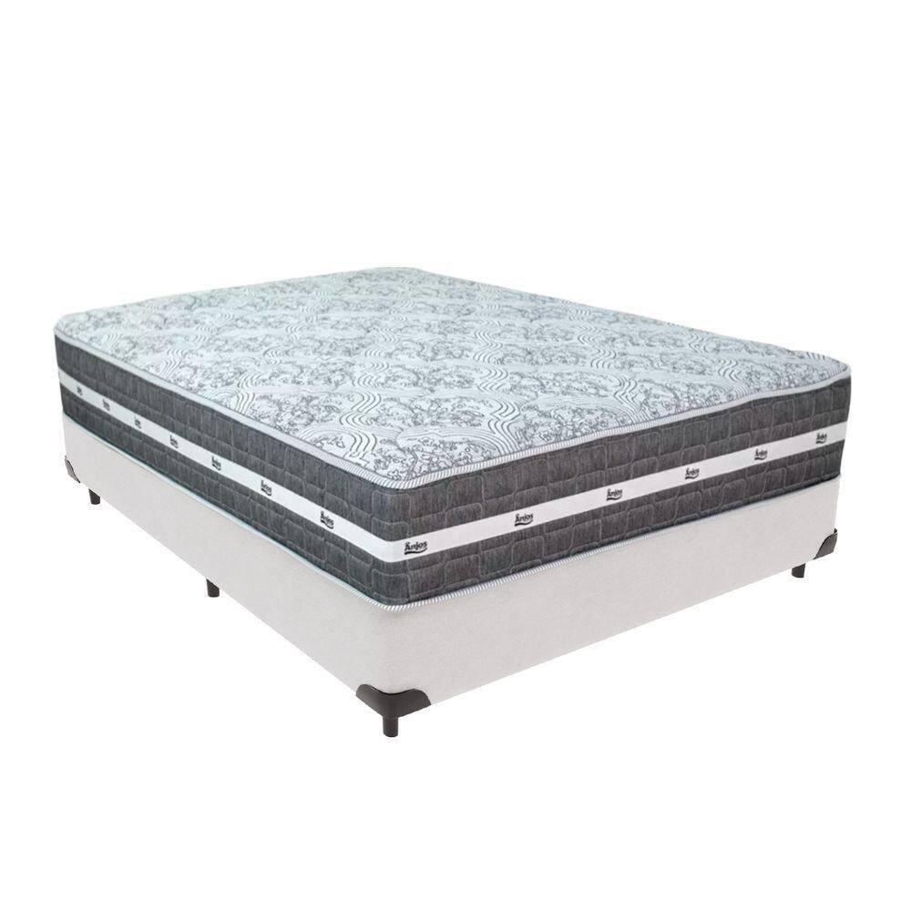 Cama Box Branco E Colchão Black Graphite Molas Ensacadas Casal 138x188x27 Anjos
