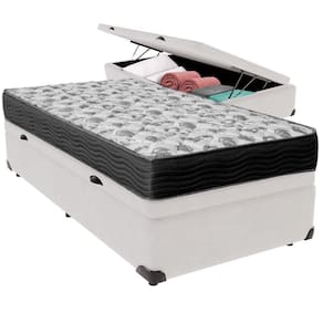 Cama Box Baú Branco E Colchão Iso100 Espuma D33 Solteiro Ortobom