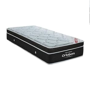 Cama Box Baú Cinza E Colchão Elegant Molas Ensacadas Solteiro Ortobom