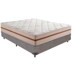 Cama Box Cinza E Colchão Classic 22 Cm Molas Ensacadas Casal Anjos