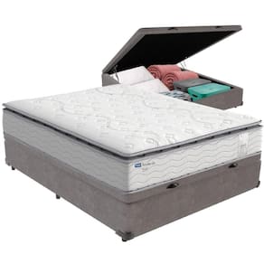 Cama Box Baú E Colchão Amsterdã Molas Ensacadas Casal Probel Casal Cinza