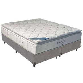 Cama Box Cinza E Colchão Freedom Molas Ensacadas Queen Ortobom