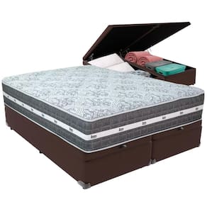 Cama Box Baú Marrom E Colchão Black Graphite Molas Ensacadas Queen 158x198x32 Anjos