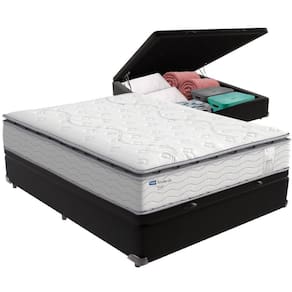 Cama Box Baú E Colchão Amsterdã Molas Ensacadas Casal Probel Casal Preto
