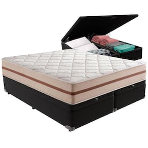 Cama Box Baú Preto E Colchão Classic 26 Cm Molas Ensacadas Queen Anjos