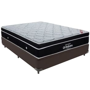 Cama Box Marrom E Colchão Elegant Molas Ensacadas Casal Ortobom
