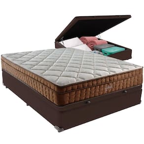 Cama Box Baú E Colchão Anjos Star Pillow In Molas Ensacadas Casal Anjos Casal Marrom