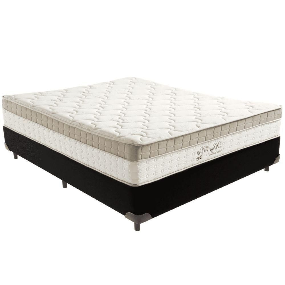 Cama Box Preto E Colchão King Best Molas Ensacadas Casal 138x188x33 Anjos