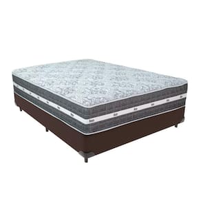 Cama Box Marrom E Colchão Black Graphite Molas Ensacadas Casal 138x188x27 Anjos
