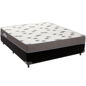 Cama Box Preto E Colchão Light Espuma D33 Casal Ortobom
