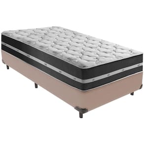 Cama Box Bege E Colchão Classic Preto Molas Ensacadas Solteiro Anjos