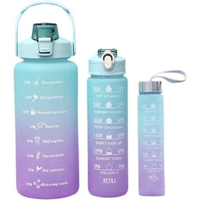 Kit 3 Garrafa De Água Squeeze Dk Galão 2l Litros + 700ml + 300ml Academia Colorida Com Adesivo