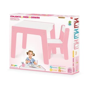 Conjunto De Mesa + Cadeira Infantil Rosa 990