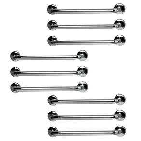 Barra de Apoio 60cm Aço Inox Kit 9 Unidades Suporte Idoso Cadeirante Gestante Criança Acessibilidade Segurança Banheiro Box Corrimao Escada