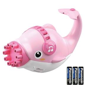 Kit Sabão Mágica Golfinho Bolhudo: Bolhas Encantadas Para Crianças Rosa + 3 Pilhas Aa