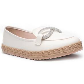 Slip On Moleca Casual Strass Feminino - Off White