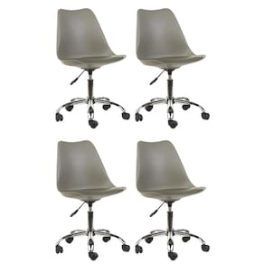 Kit 4 Cadeiras Escritório Tulipa Saarinen Giratória Cinza