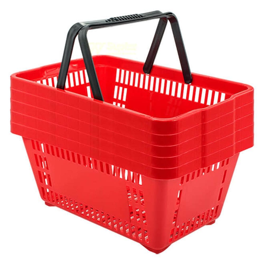 Kit 5 Cestas De Compras Plástica 16L Vermelha