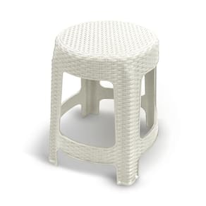 Banqueta Premium Rattan Branca Para Cozinha Área Jardins