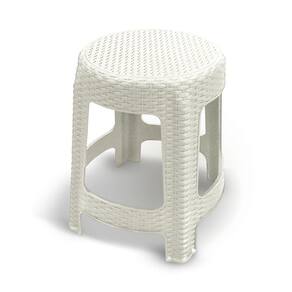 Banqueta Premium Rattan Branca Para Cozinha Área Jardins