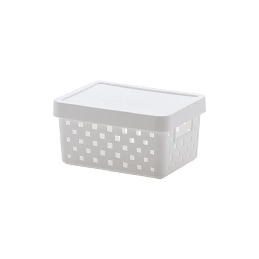 Cesto Organizador Branco Plástico 19x14x10 cm com Tampa
