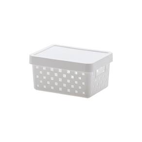 Cesto Organizador Branco Plástico 19x14x10 cm com Tampa