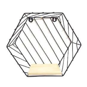 Prateleira Hexagonal Metal/Madeira Decoração - 29Cm