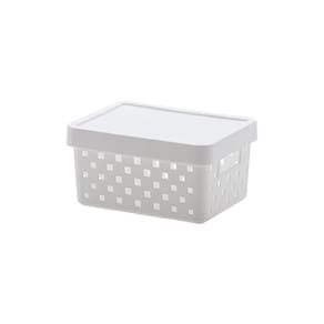 Cesto Organizador Branco Plástico 19x14x10 cm com Tampa