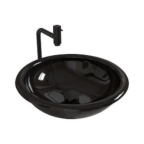 Cuba Apoio Lume C/ Torneira Inox Black e Válvula Click Black Preto Brilho