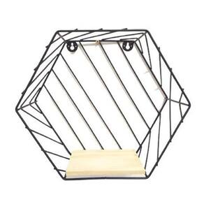Prateleira Hexagonal Metal/Madeira Decoração - 29Cm